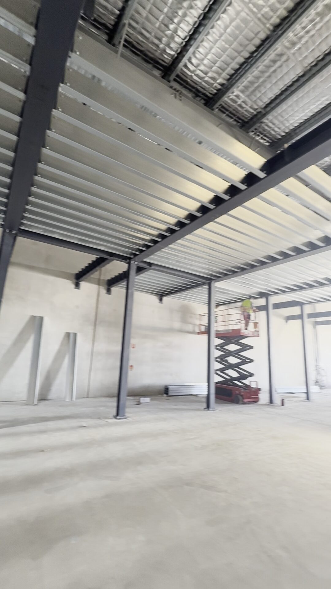Structural steel fit-out inside the building